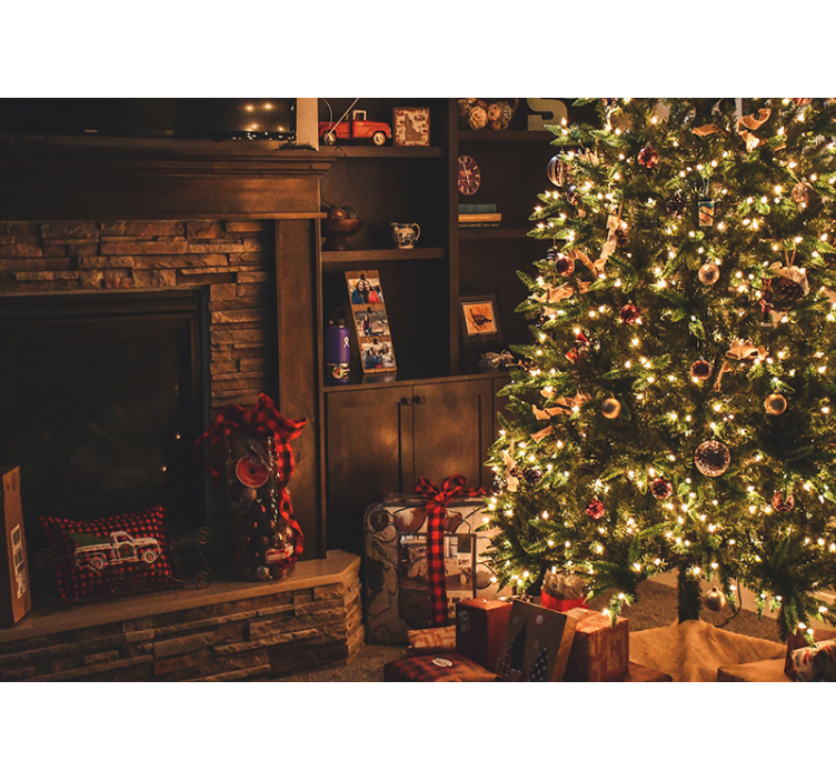 Tapisserie noel illumination festive du sapin - TenStickers