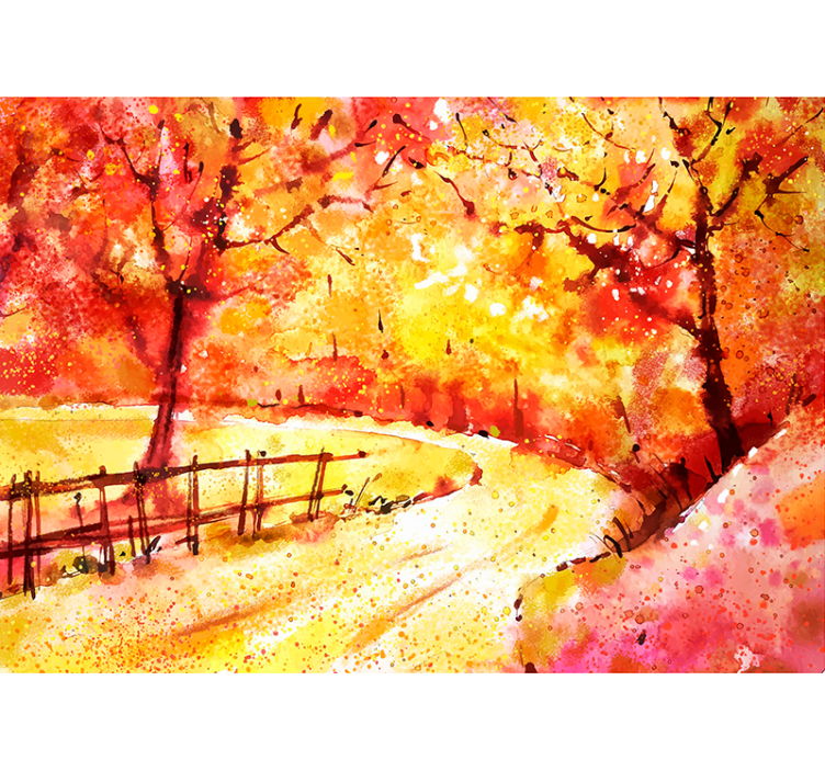 Tapisserie paysage chemin pittoresque d'automne - TenStickers