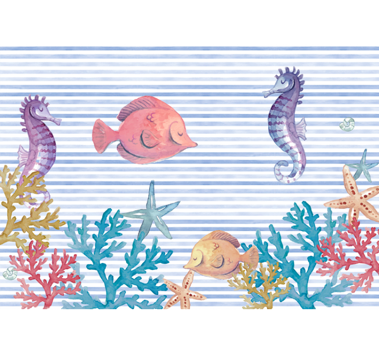 Tapisserie animaux scène de créature sous-marine - TenStickers