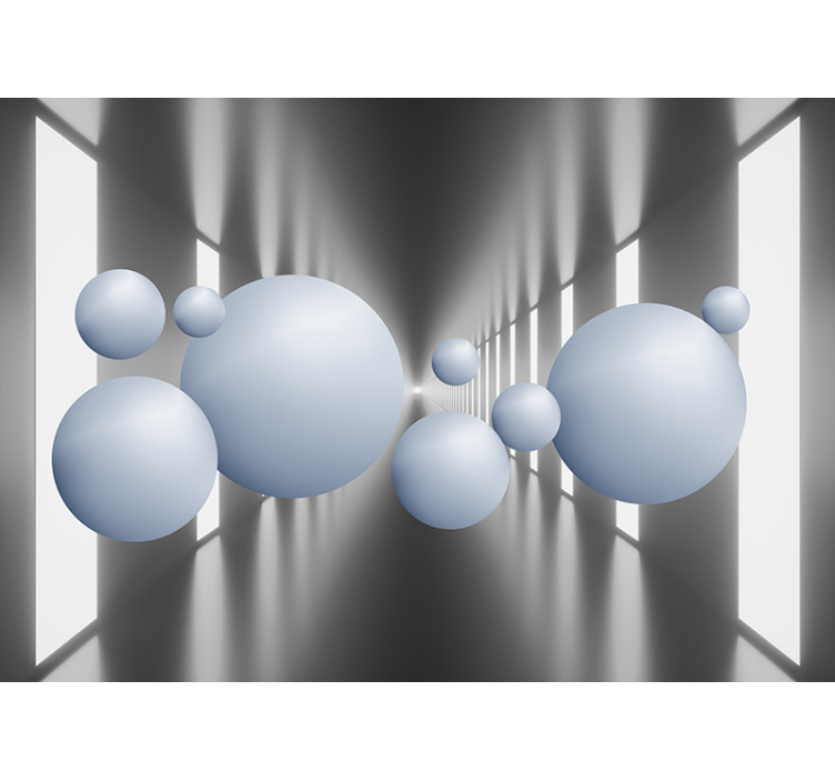Tapisserie 3D arrangement de sphères flottantes - TenStickers