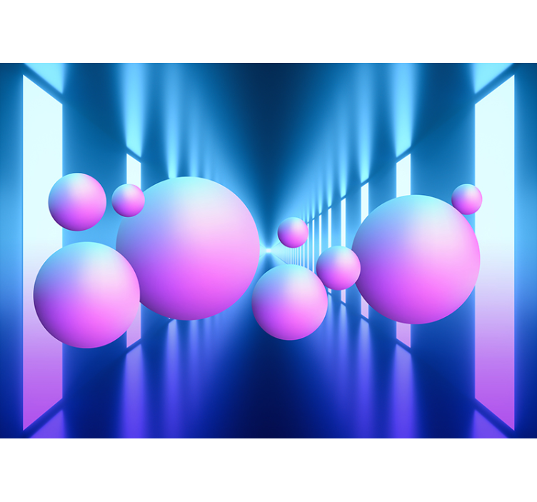 Tapisserie abstraite illusion de sphères flottantes - TenStickers