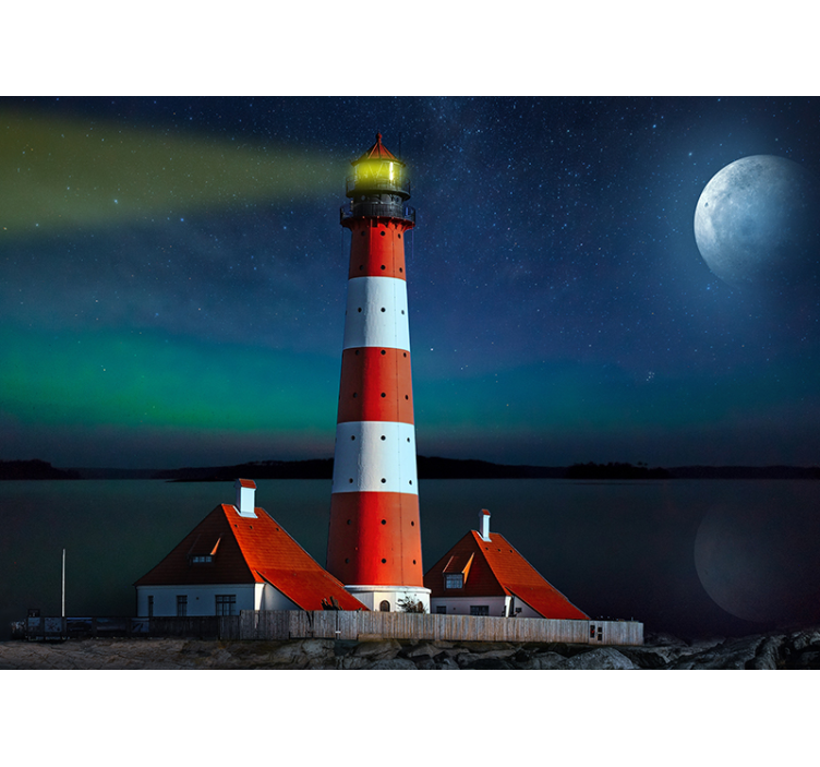 Tapisserie paysage vue nocturne du phare - TenStickers