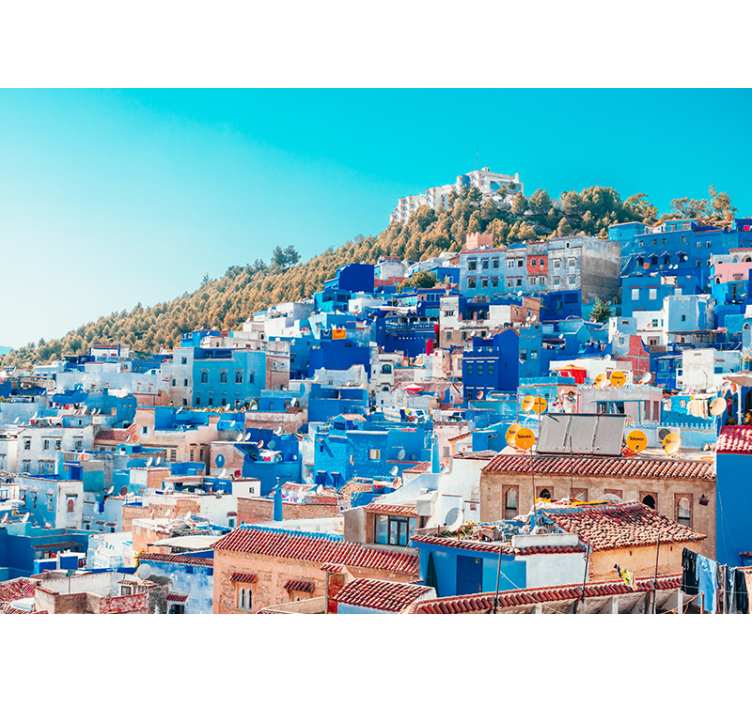 Tapisserie villes et pays paysage urbain bleu de la médina - TenStickers