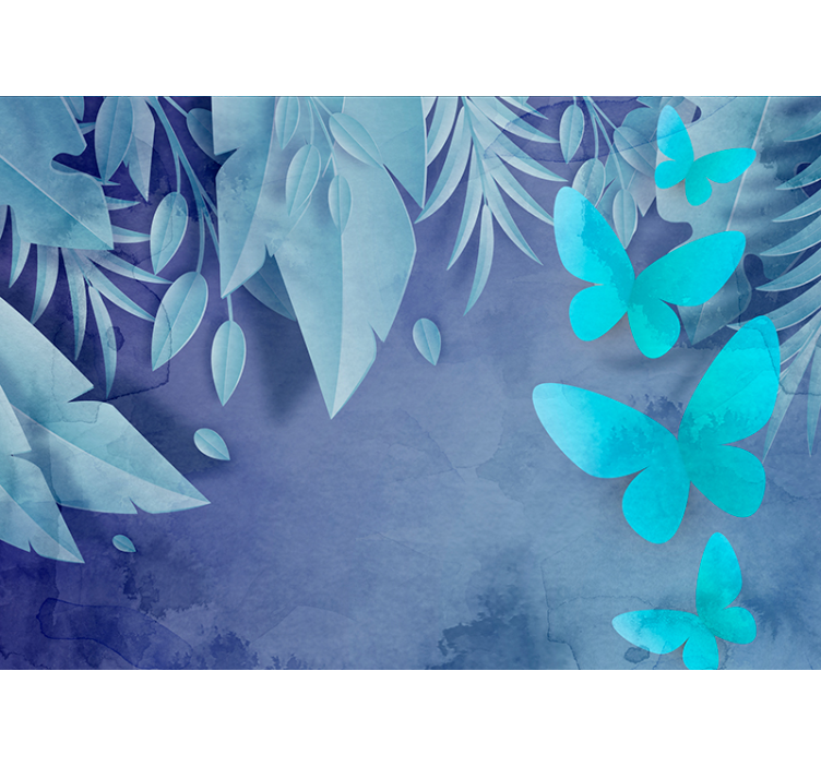 Tapisserie nature motif de papillons feuillus - TenStickers