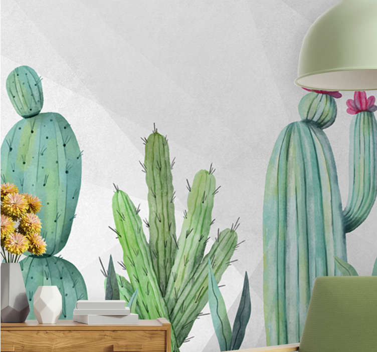 Tapisserie nature design floral cactus - TenStickers
