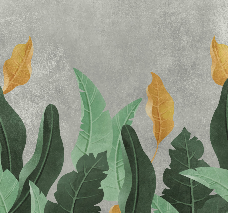 Tapisserie murale salon plantes sur béton - TenStickers