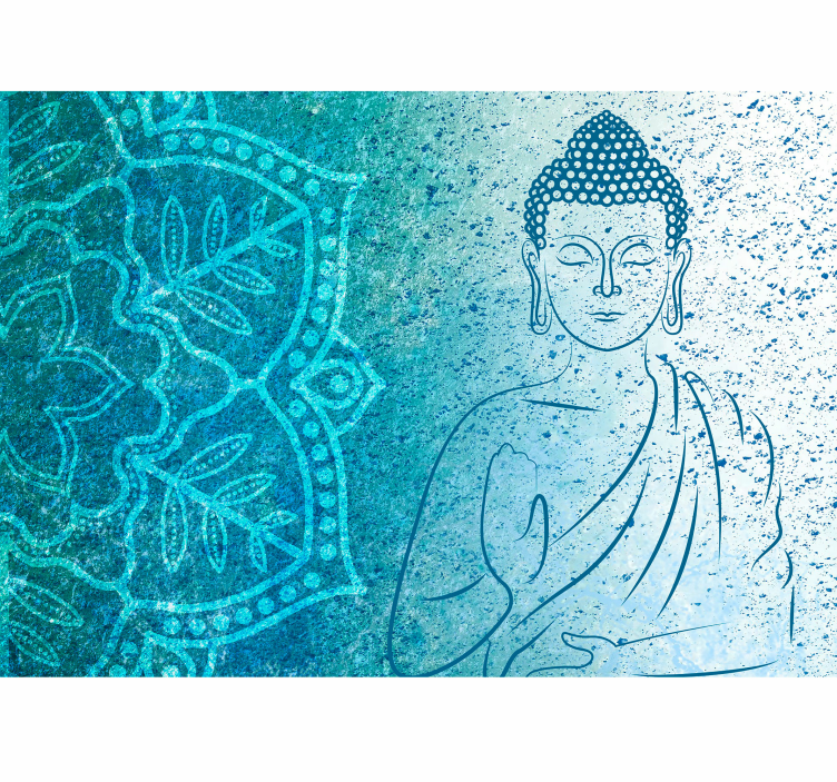 Papier peint zen mandala bleu bouddha - TenStickers