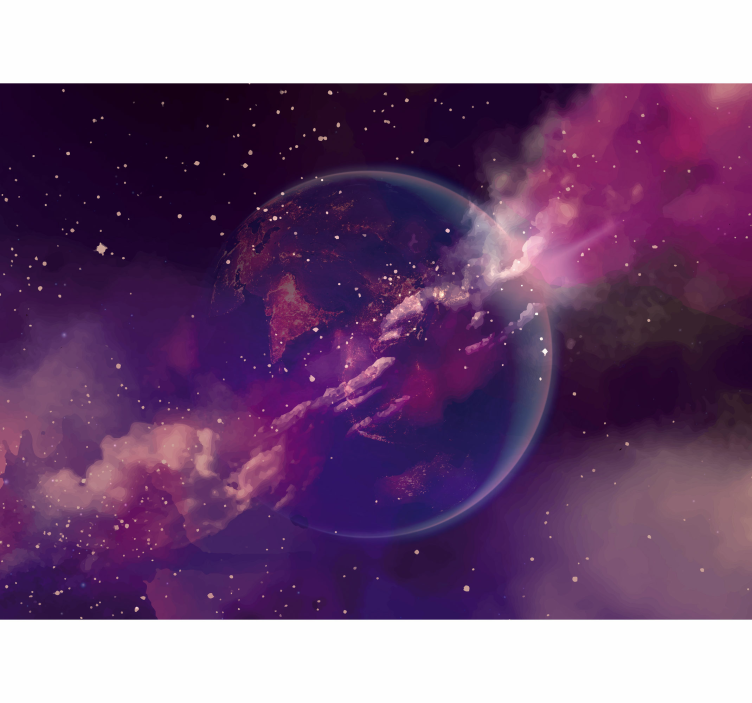 Tapisserie murale paysage Terre sur l'espace rose - TenStickers