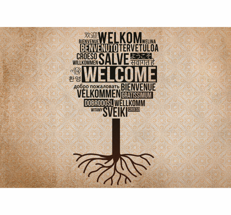 Tapisserie phrase bienvenue en plusieurs langues - TenStickers