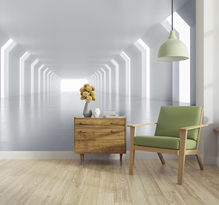 Papier peint 3D tunnel blanc lumineux - TenStickers