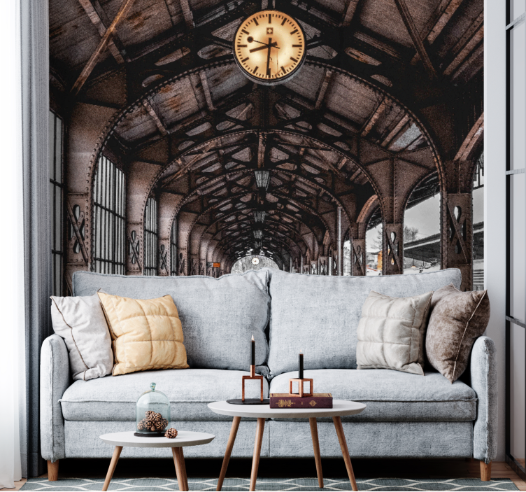 Papier peint 3D Portail 3d classique avec montre - TenStickers