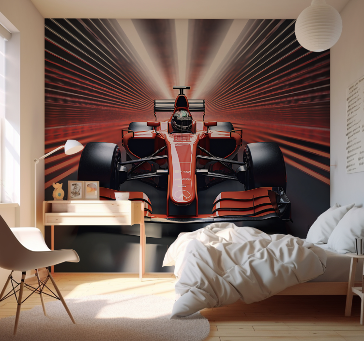 Papier peint chambre ado rouge Formule 1 - TenStickers