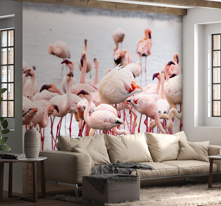 Tapisserie murale flamants roses Camargue - TenStickers