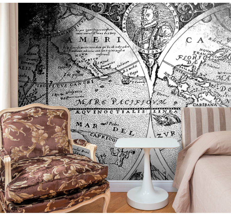 Papier peint Carte du monde noir et blanc - TenStickers