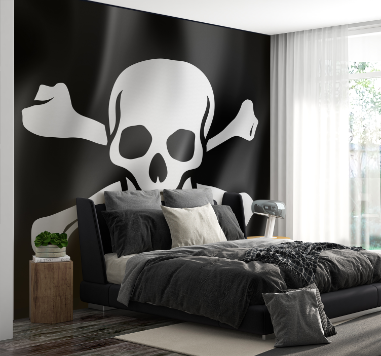 Tapisserie murale chambre ado drapeau pirate - TenStickers