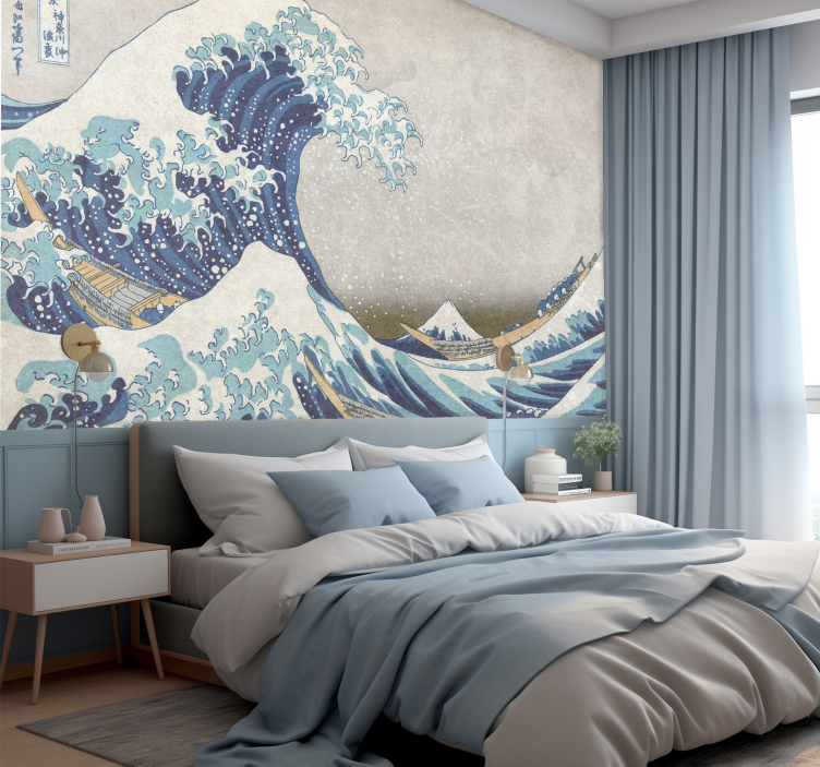 Tapisserie murale vague kanagawa japon vintage - TenStickers