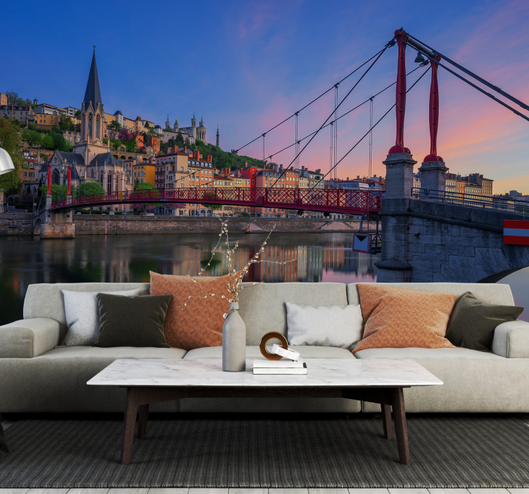 Tapisserie murale ville Lyon France - TenStickers