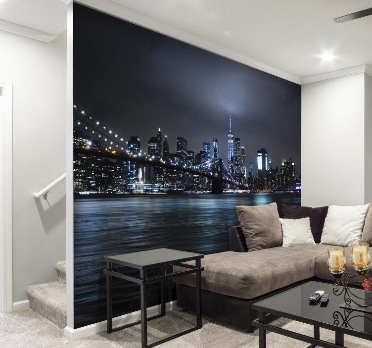 Papier peint New York nuit skyline nocture - TenStickers