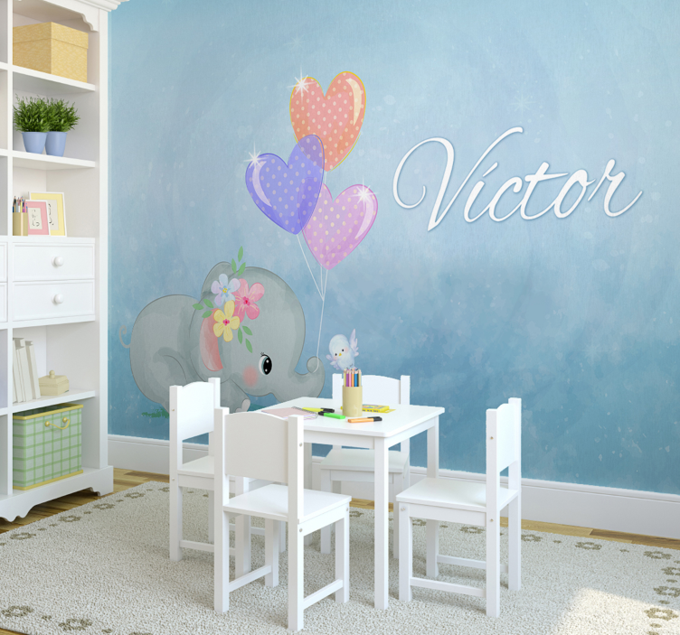 éléphant bébé personnalisé pépinière murale - TenStickers