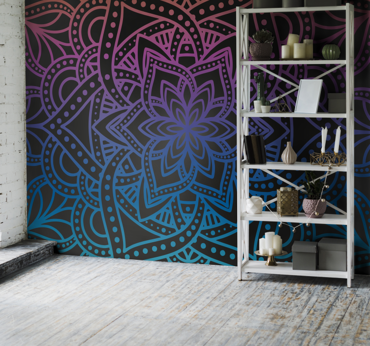 Papier peint zen fleurs dégradé multicolore - TenStickers