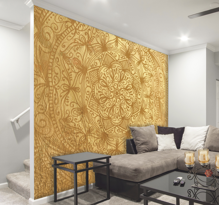 Papier peint zen mandala effet doré - TenStickers