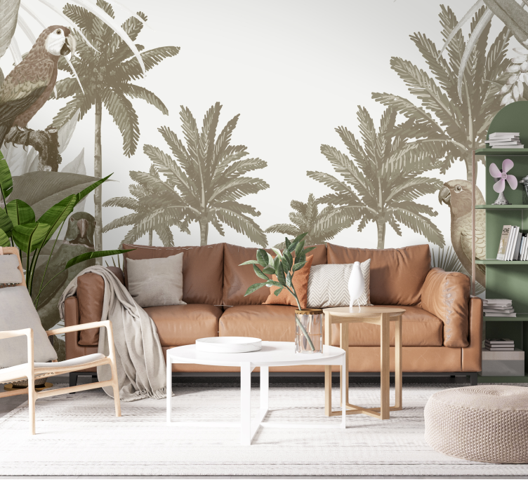 Tapisserie murale jungle faune tropicale vintage - TenStickers