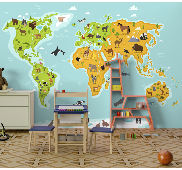 Photo murale Carte du monde animal - TenStickers