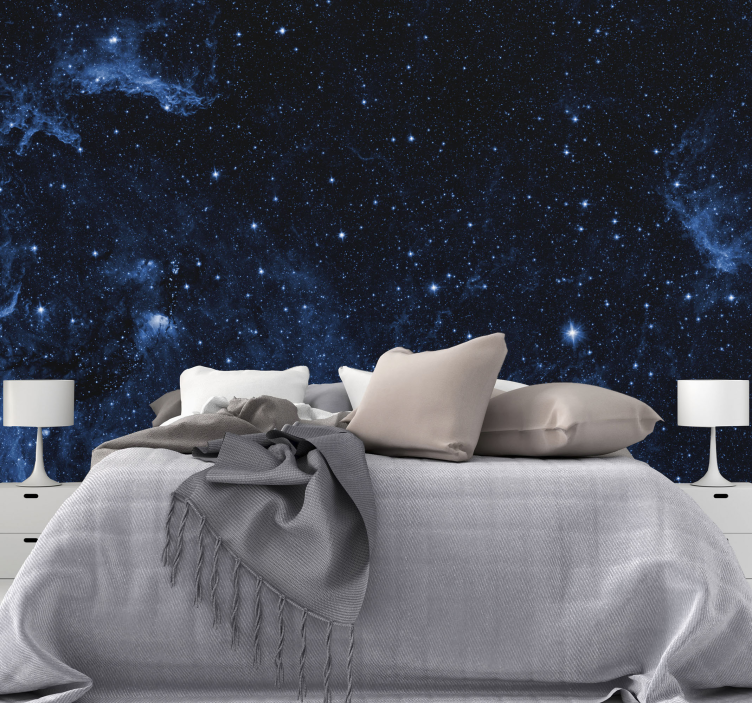 Tapisserie murale chambre panoramique galaxie constellations - TenStickers