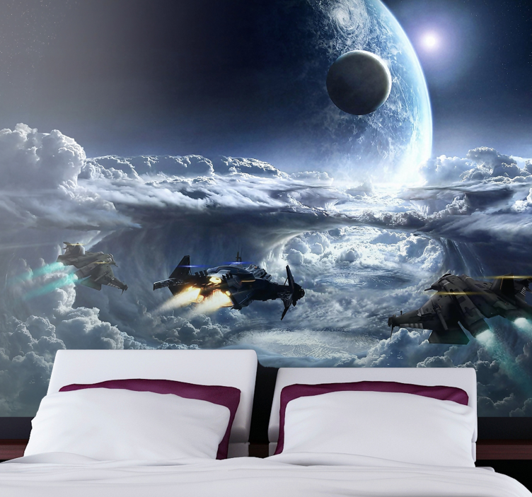 Papier peint mural Vaisseaux spatiaux en action - TenStickers