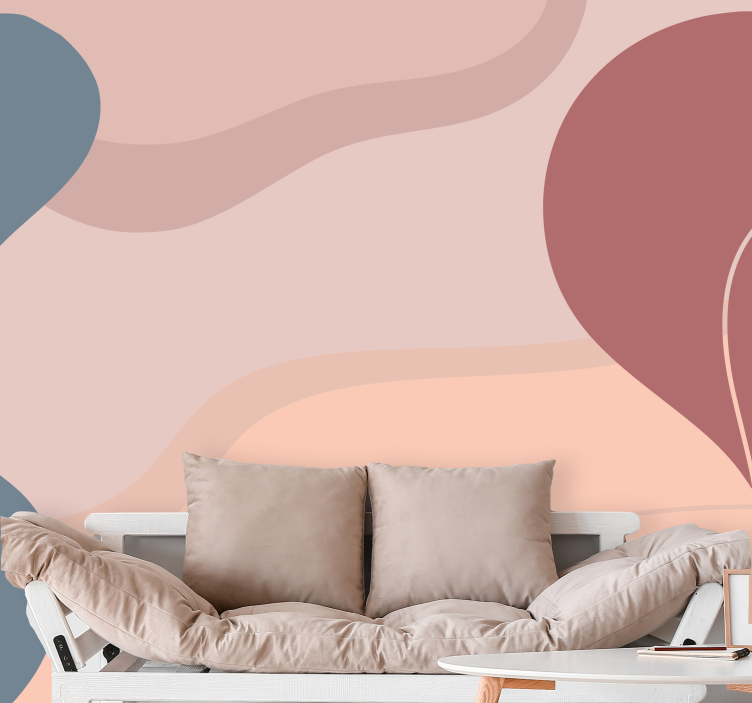 Tapisserie abstraite en couches de formes courbes - TenStickers