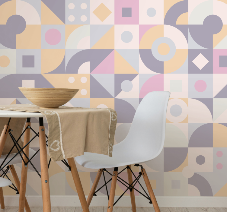 Tapisserie abstraite motifs géométriques pastel - TenStickers