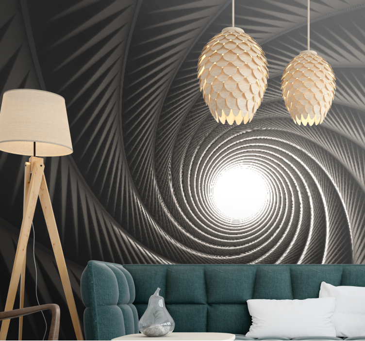 Tapisserie abstraite tunnel de lumière en spirale - TenStickers