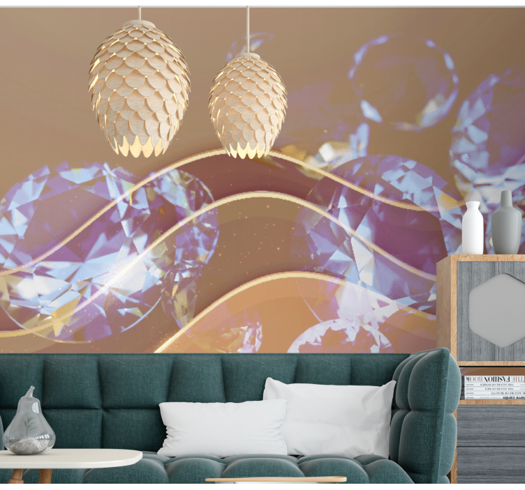 Tapisserie abstraite vagues de cristal étincelantes - TenStickers