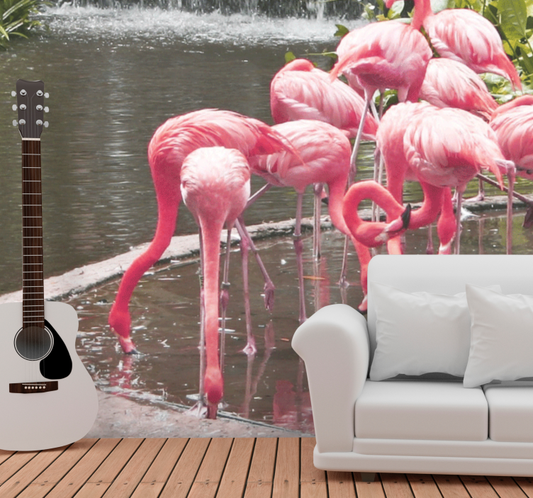 Tapisserie animaux assemblage flamants roses - TenStickers