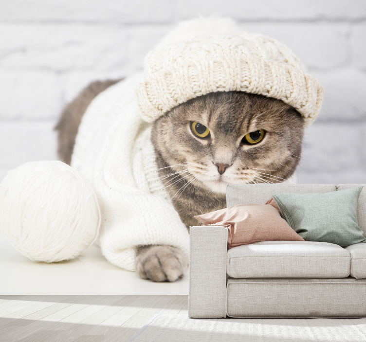 Tapisserie animaux chat tricoté douillet - TenStickers