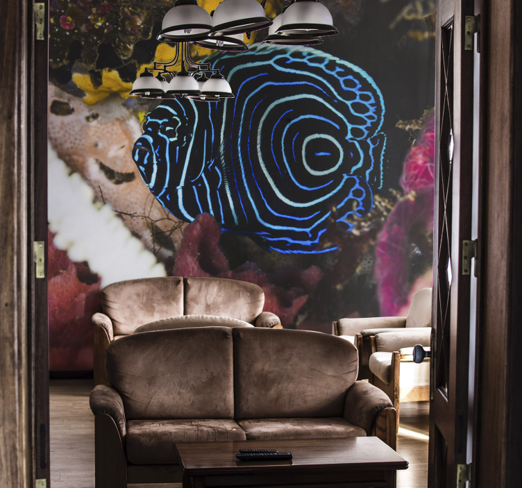 Tapisserie animaux motifs de poissons bleus - TenStickers