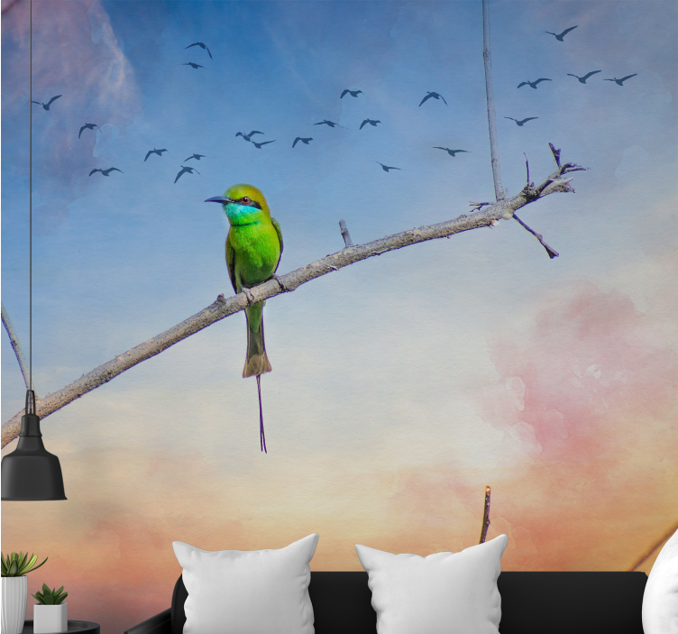 Tapisserie animaux oiseau sur branche - TenStickers