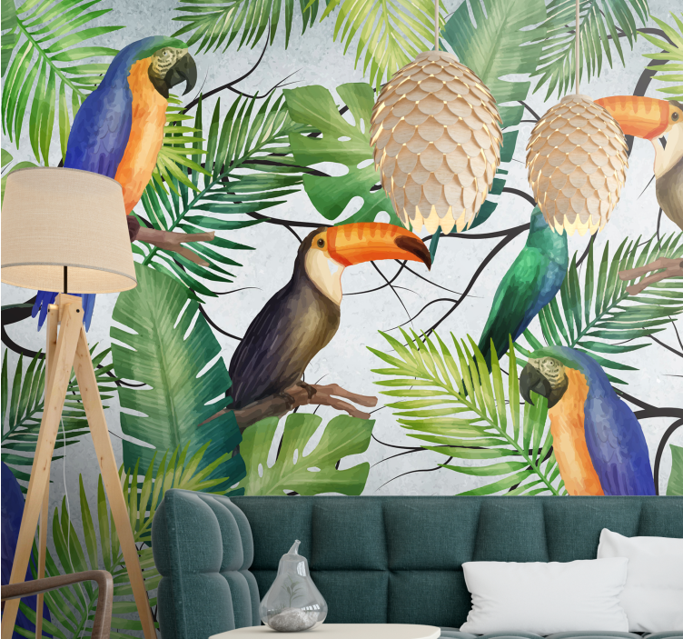 Tapisserie animaux oiseaux tropicaux - TenStickers