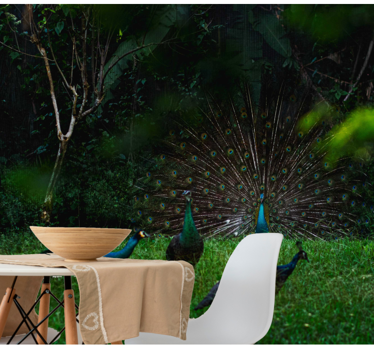 Tapisserie animaux paon déployant ses plumes - TenStickers