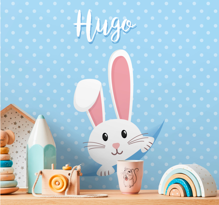 Tapisserie animaux personnage de lapin heureux - TenStickers