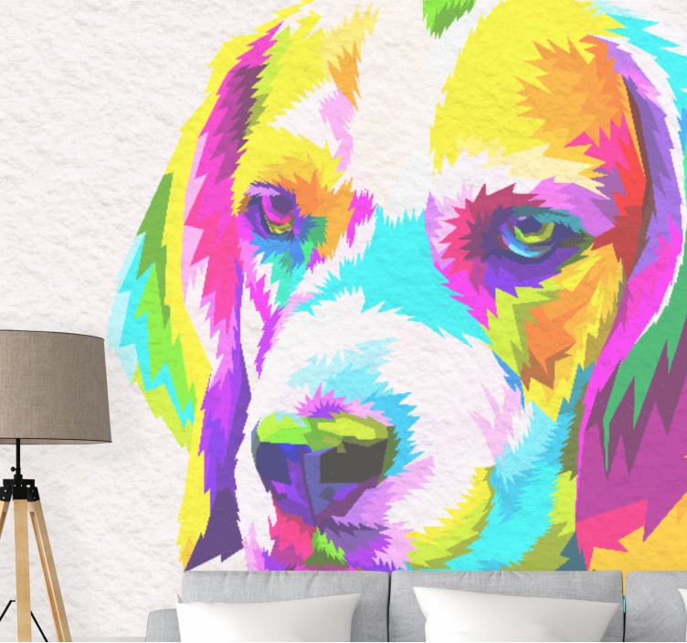 Tapisserie animaux portrait de chien coloré - TenStickers