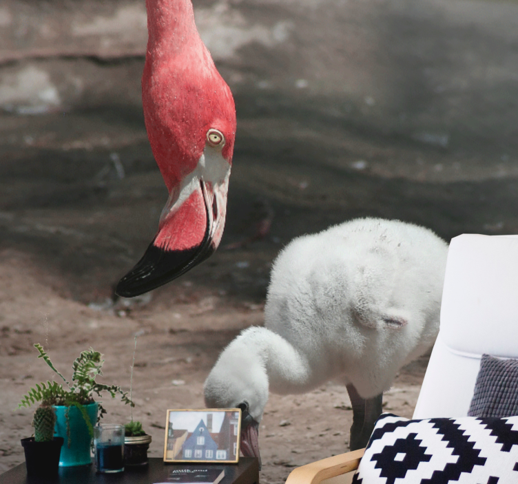 Tapisserie animaux poussin flamant rose - TenStickers