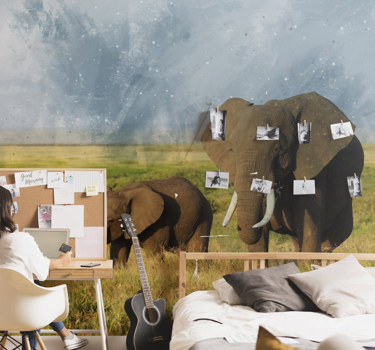 Tapisserie animaux rencontre avec des éléphants majestueux - TenStickers