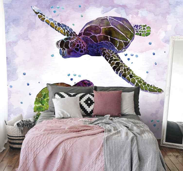 Tapisserie animaux tortue de mer colorée - TenStickers