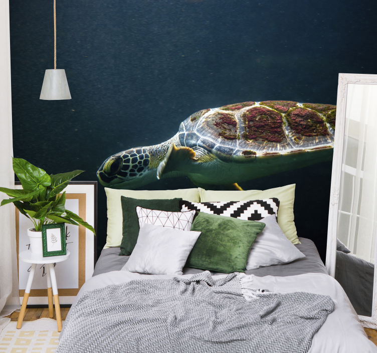 Tapisserie chambre adulte tortue de mer nageante - TenStickers