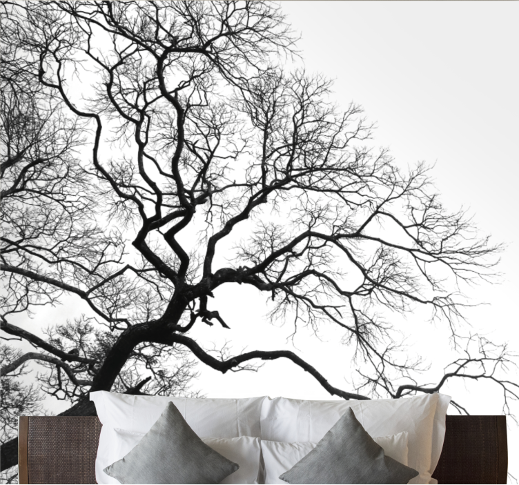 Tapisserie arbre silhouette de branches nues - TenStickers