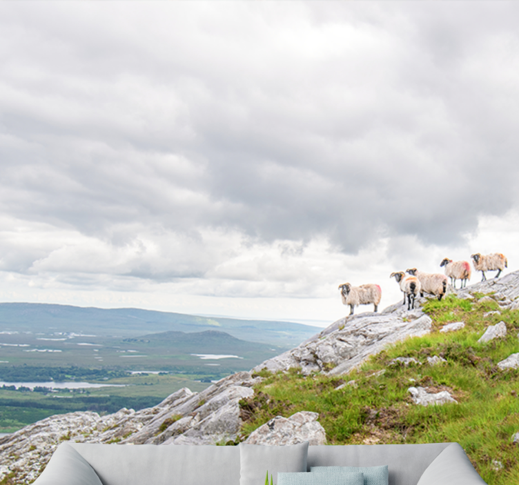 Tapisserie autres animaux agneaux sur pentes - TenStickers