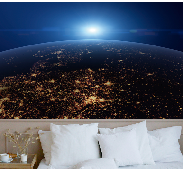 Tapisserie carte du monde vue nocturne de la terre - TenStickers