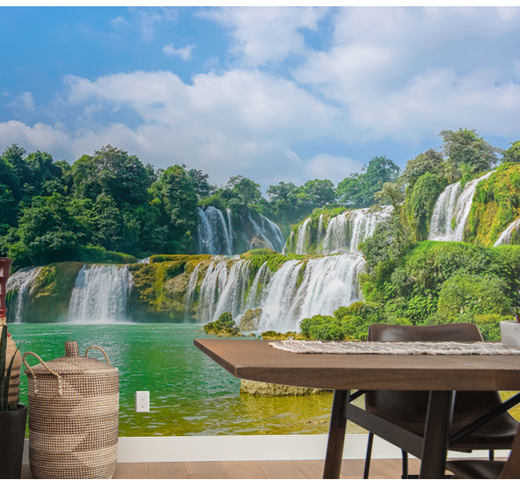 Tapisserie cascade vue sur des chutes paisibles - TenStickers