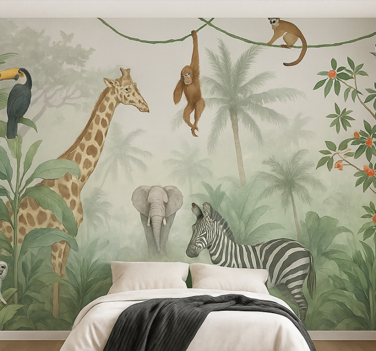 Tapisserie chambre ado animaux de safari élégants - TenStickers